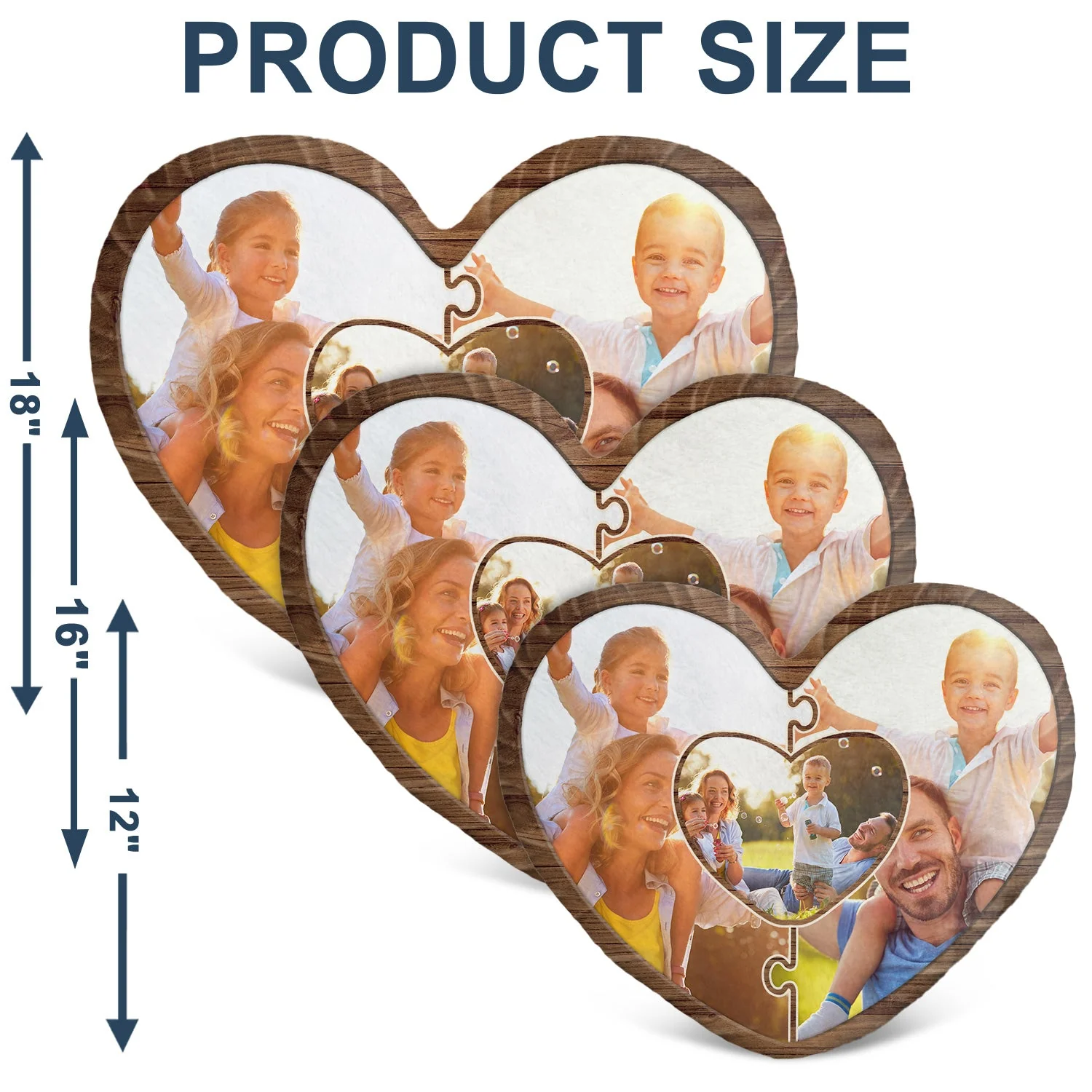 Custom Photo Puzzle Picture - Birthday, Holiday Gift For Parent, Couple, Grandparent - Personalized Heart Shaped Pillow - Image 6