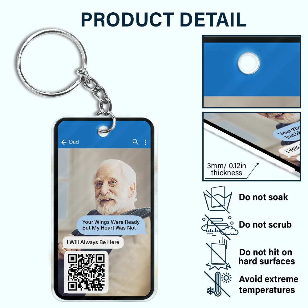 Custom Photo QR Code Memorial Message From Loved One - Personalized Acrylic Keychain - Image 7