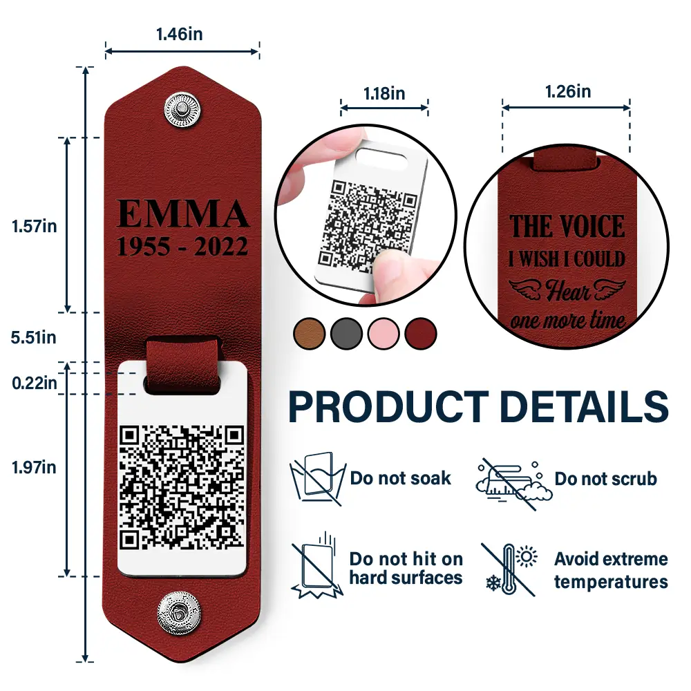Custom Photo QR Code Memorial The Voice I Wish I Could Hear - Personalized Leather Photo Keychain - Image 5