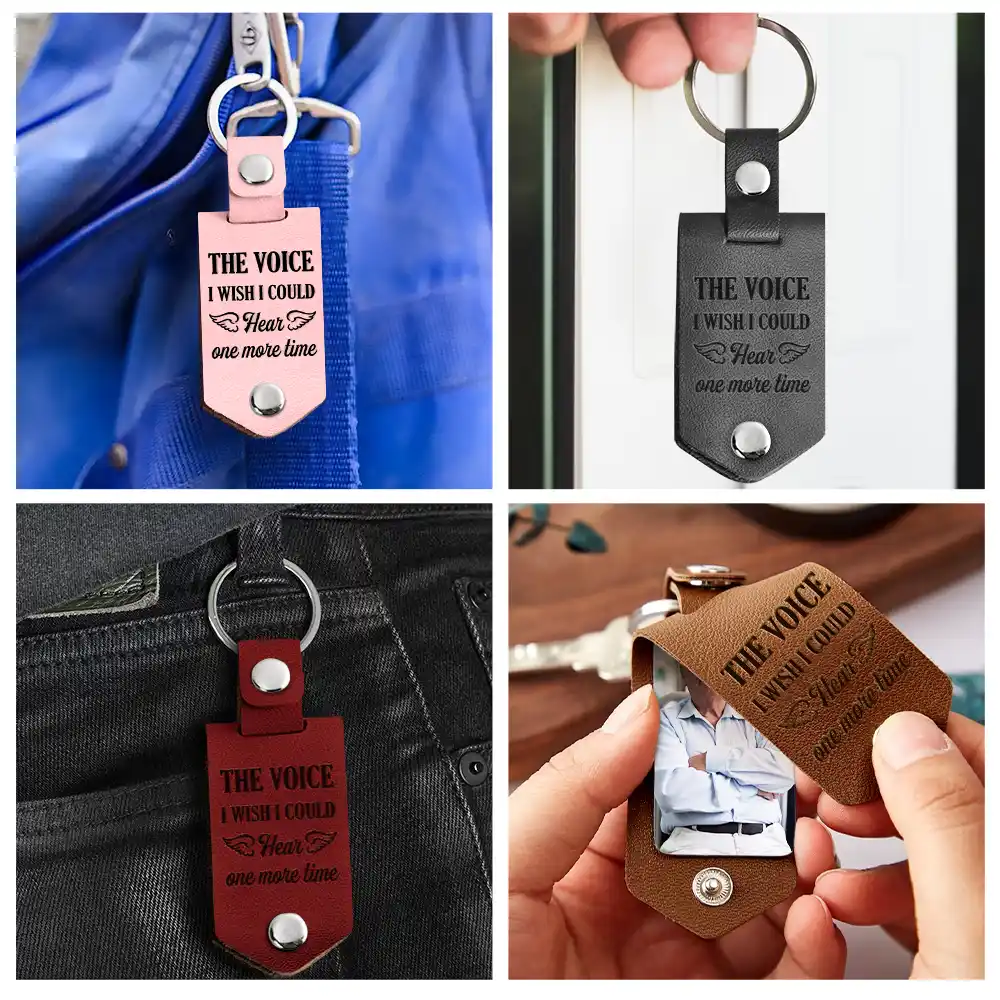 Custom Photo QR Code Memorial The Voice I Wish I Could Hear - Personalized Leather Photo Keychain - Image 6