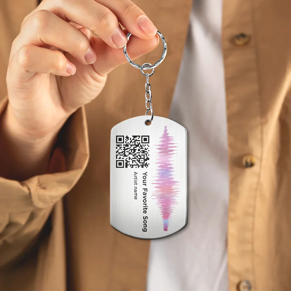 Custom Photo QR Song Code Soundwave - Personalized Aluminum Keychain - Image 5