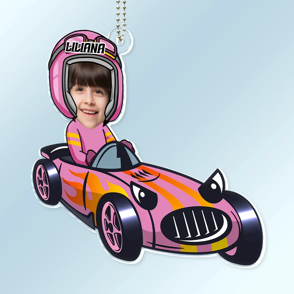 Custom Photo Racing Kid Toy Car Cute Racer - Personalized Acrylic Car Hanger - Image 3