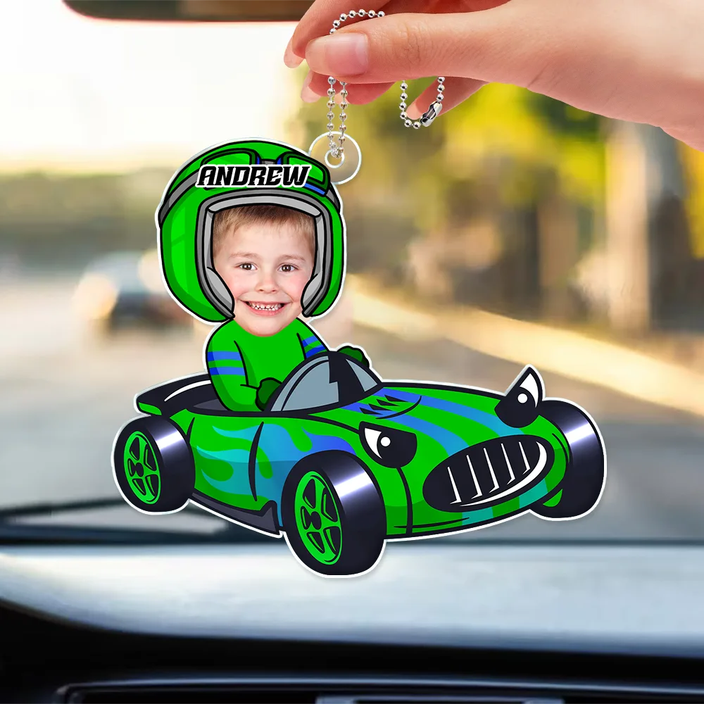 Custom Photo Racing Kid Toy Car Cute Racer - Personalized Acrylic Car Hanger - Image 4
