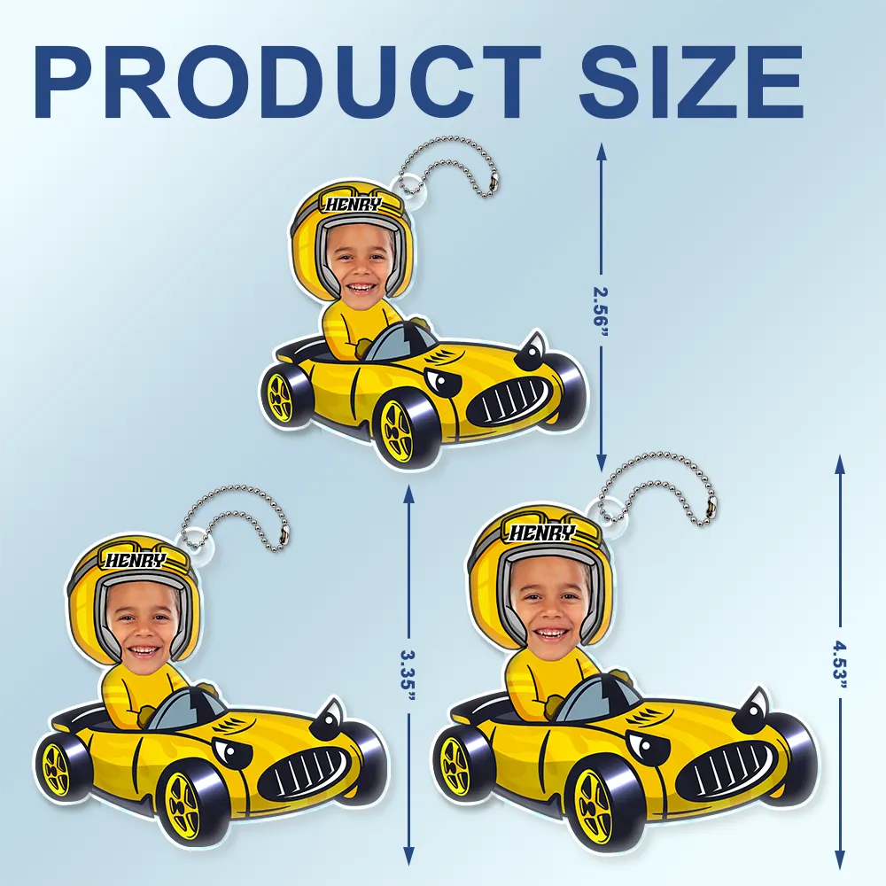 Custom Photo Racing Kid Toy Car Cute Racer - Personalized Acrylic Car Hanger - Image 5