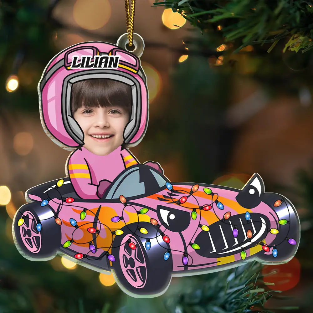 Custom Photo Racing Kid Toy Car Cute Racer - Personalized Cutout Acrylic Ornament - Image 4