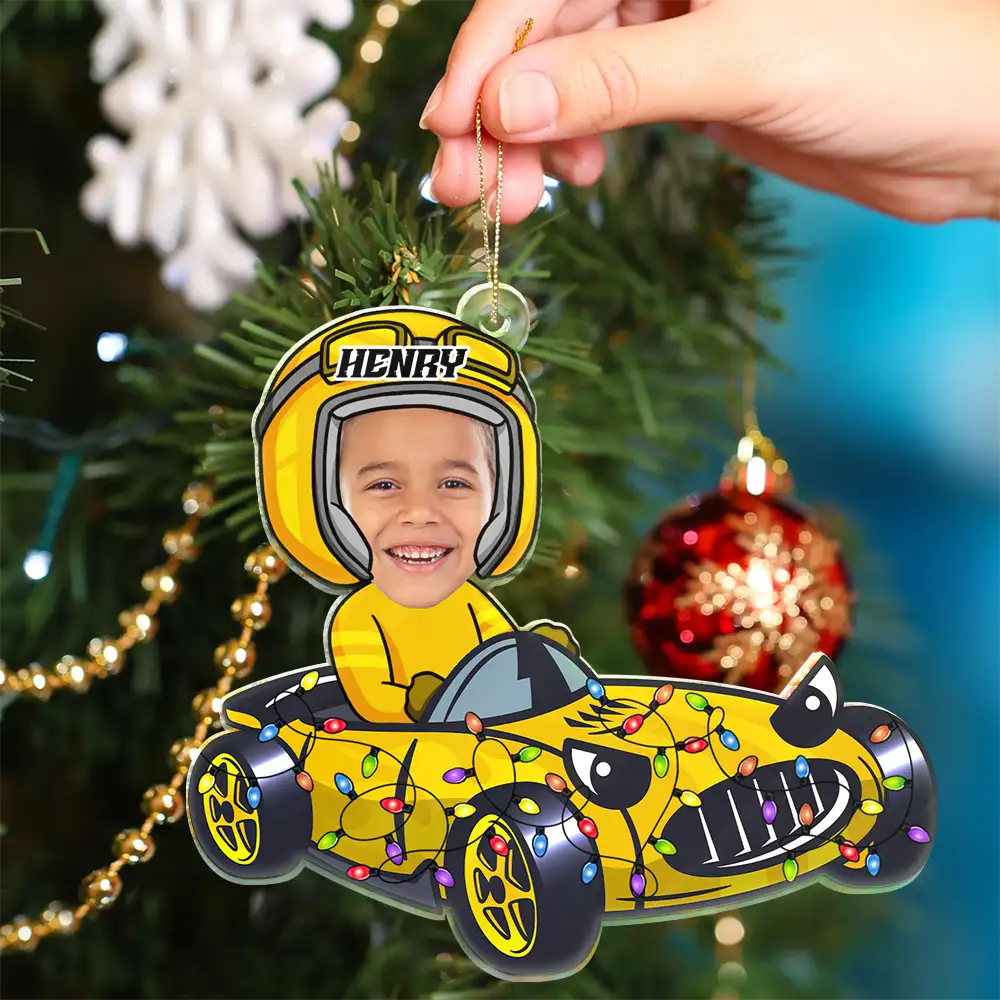Custom Photo Racing Kid Toy Car Cute Racer - Personalized Cutout Acrylic Ornament - Image 5