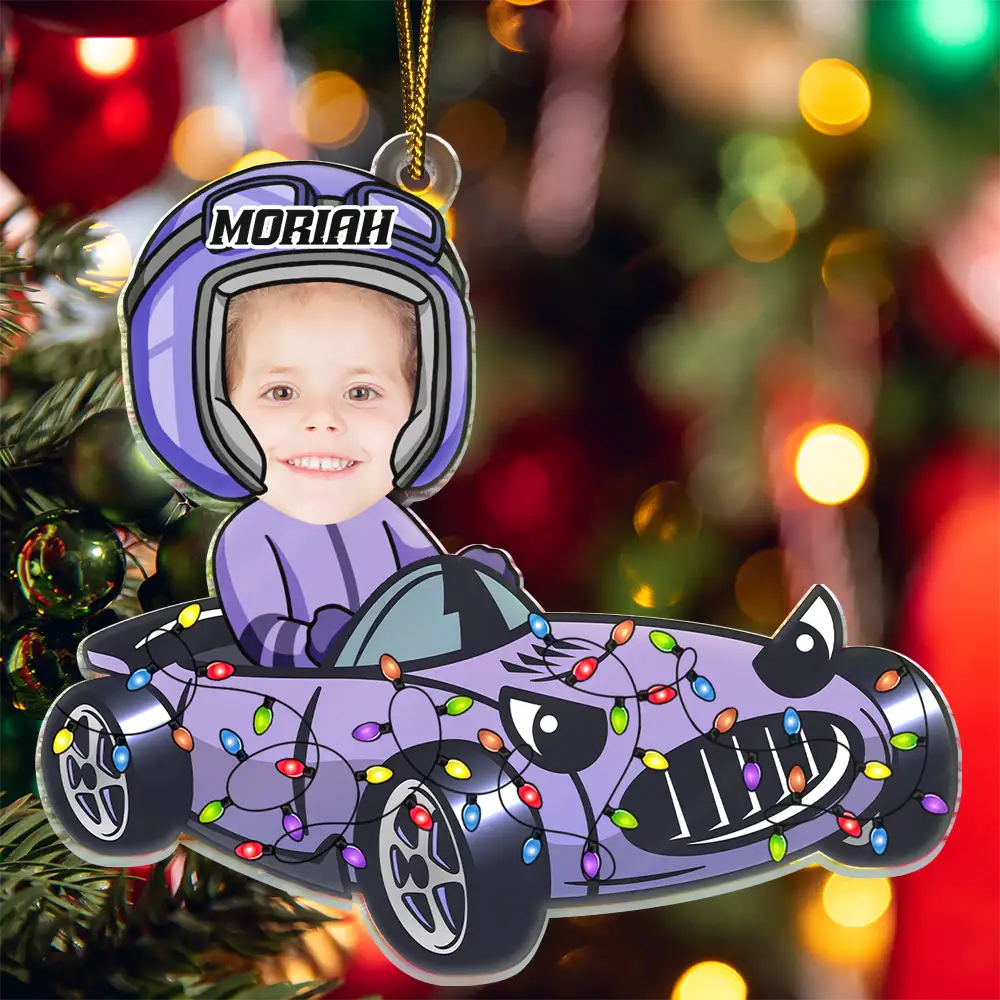 Custom Photo Racing Kid Toy Car Cute Racer - Personalized Cutout Acrylic Ornament - Image 6