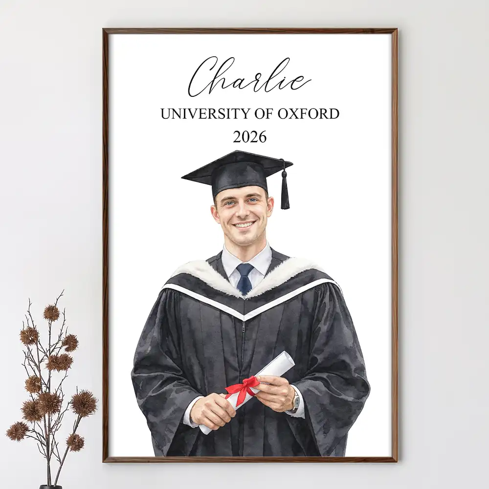 Custom Photo Realistic Watercolor Art Congrats Graduate - Personalized Poster - Image 4
