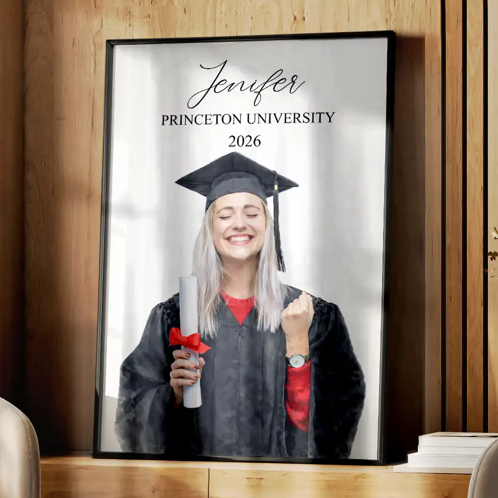 Custom Photo Realistic Watercolor Art Congrats Graduate - Personalized Poster - Image 5