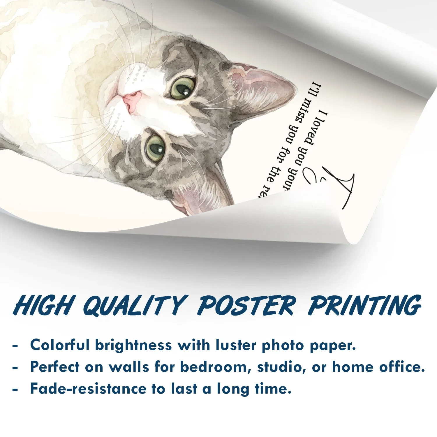 Custom Photo Realistic Watercolor Art Memorial Dog Cat If Love Alone Could Have Kept You Here - Personalized Poster - Image 6