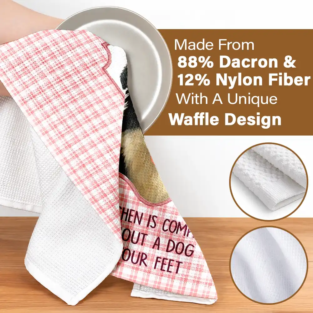 Custom Photo Realistic Watercolor Art No Kitchen Is Complete Without A Dog Cat By Your Feet - Personalized Kitchen Towel - Image 5