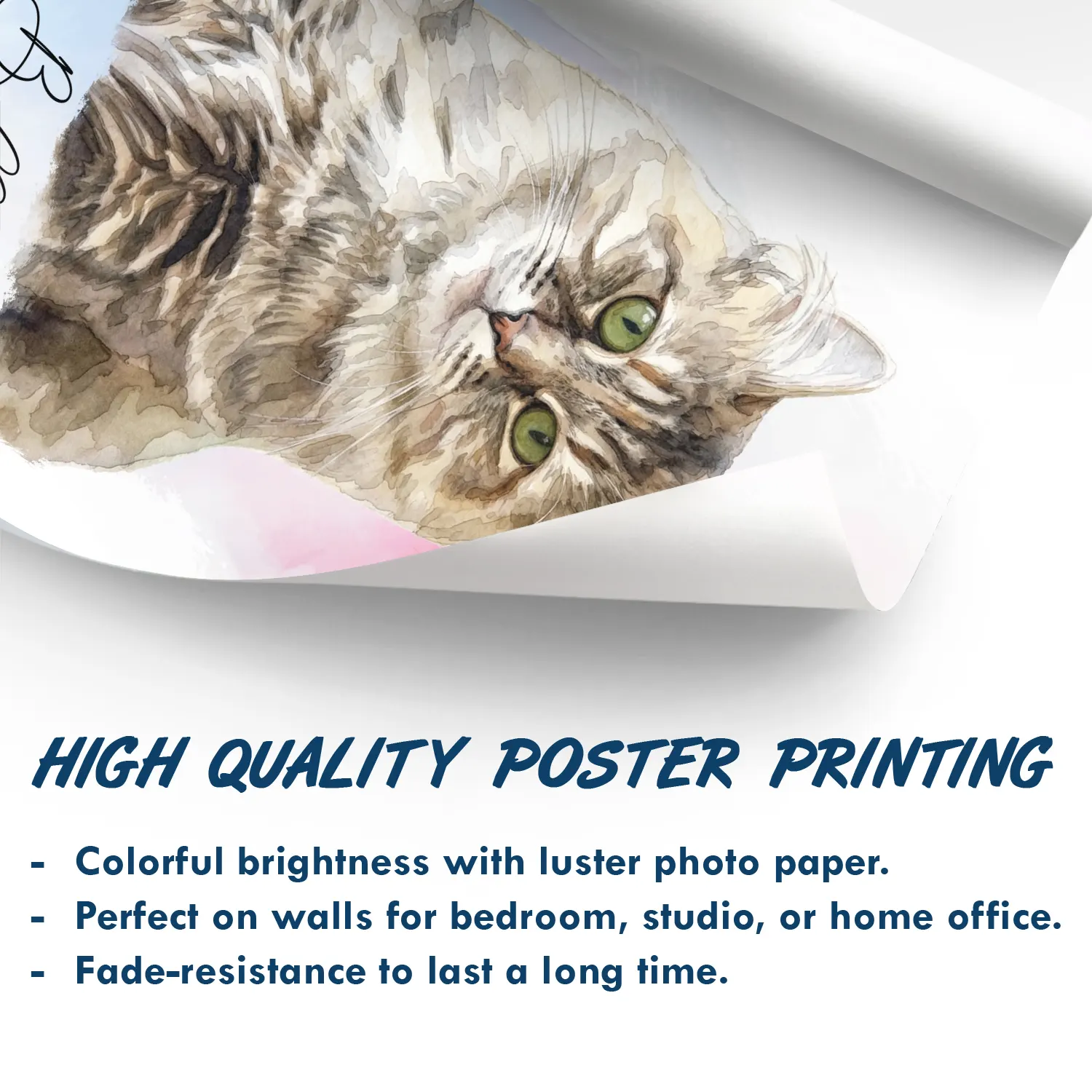 Custom Photo Realistic Watercolor Art Portrait Cat Dog Pet - Personalized Poster - Image 6