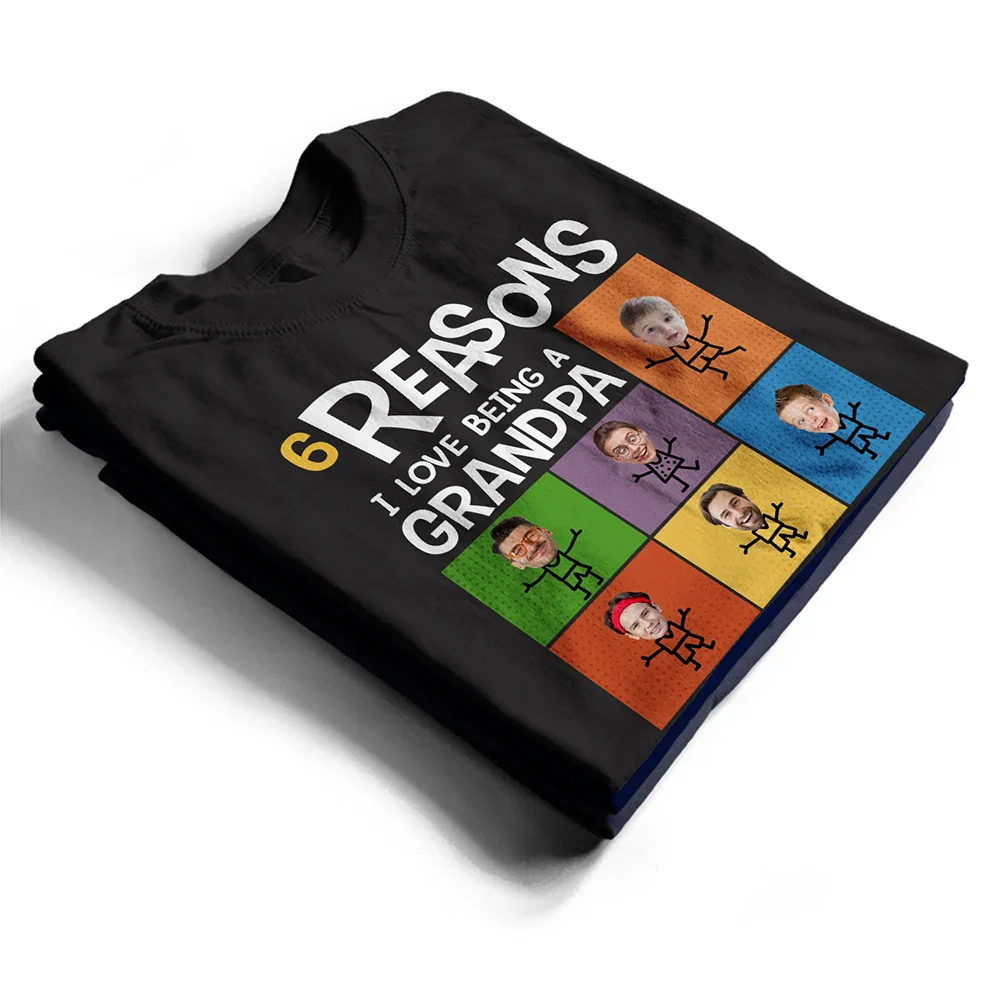 Custom Photo Reasons I Love Being Dad Grandpa - Personalized T Shirt - Image 3
