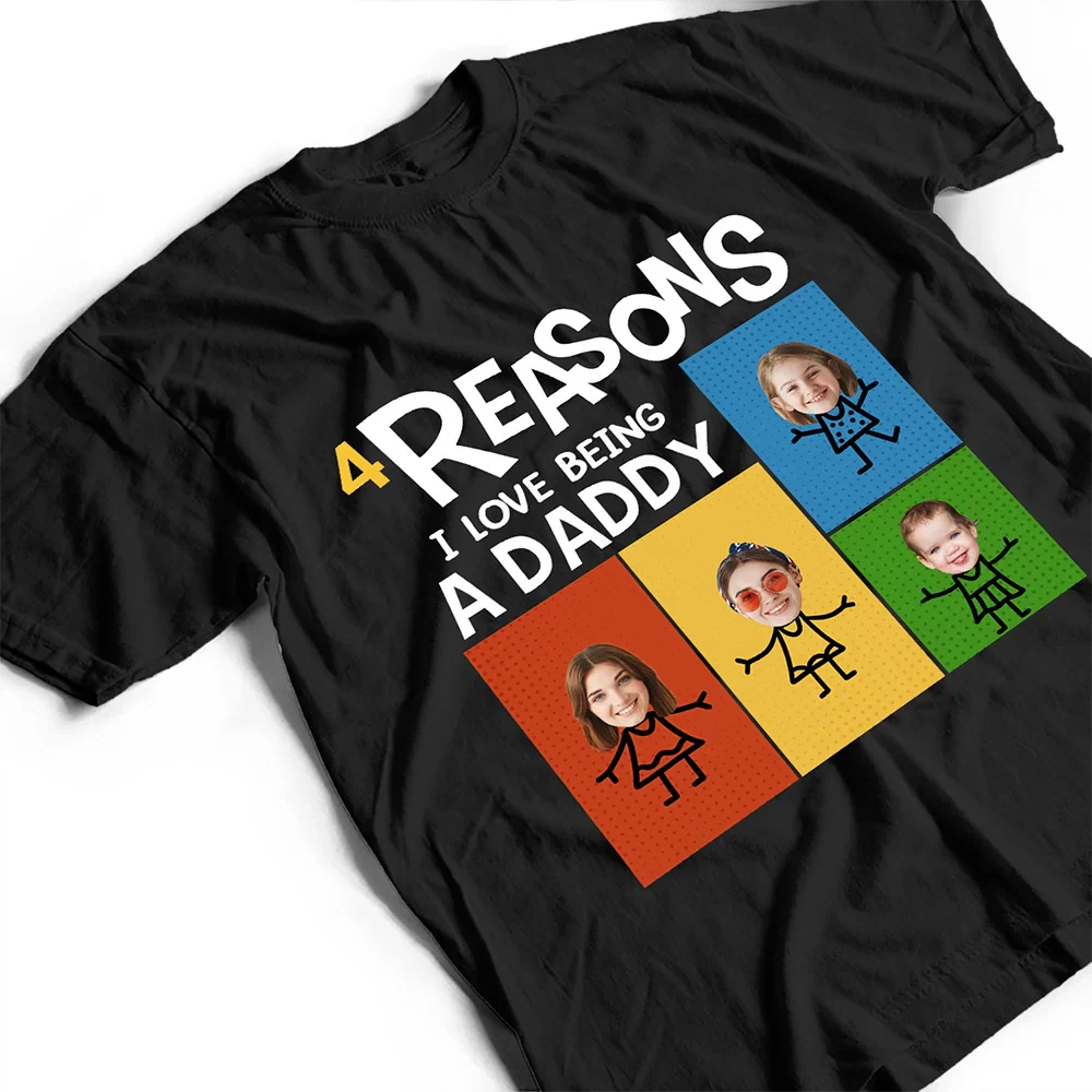 Custom Photo Reasons I Love Being Dad Grandpa - Personalized T Shirt - Image 4