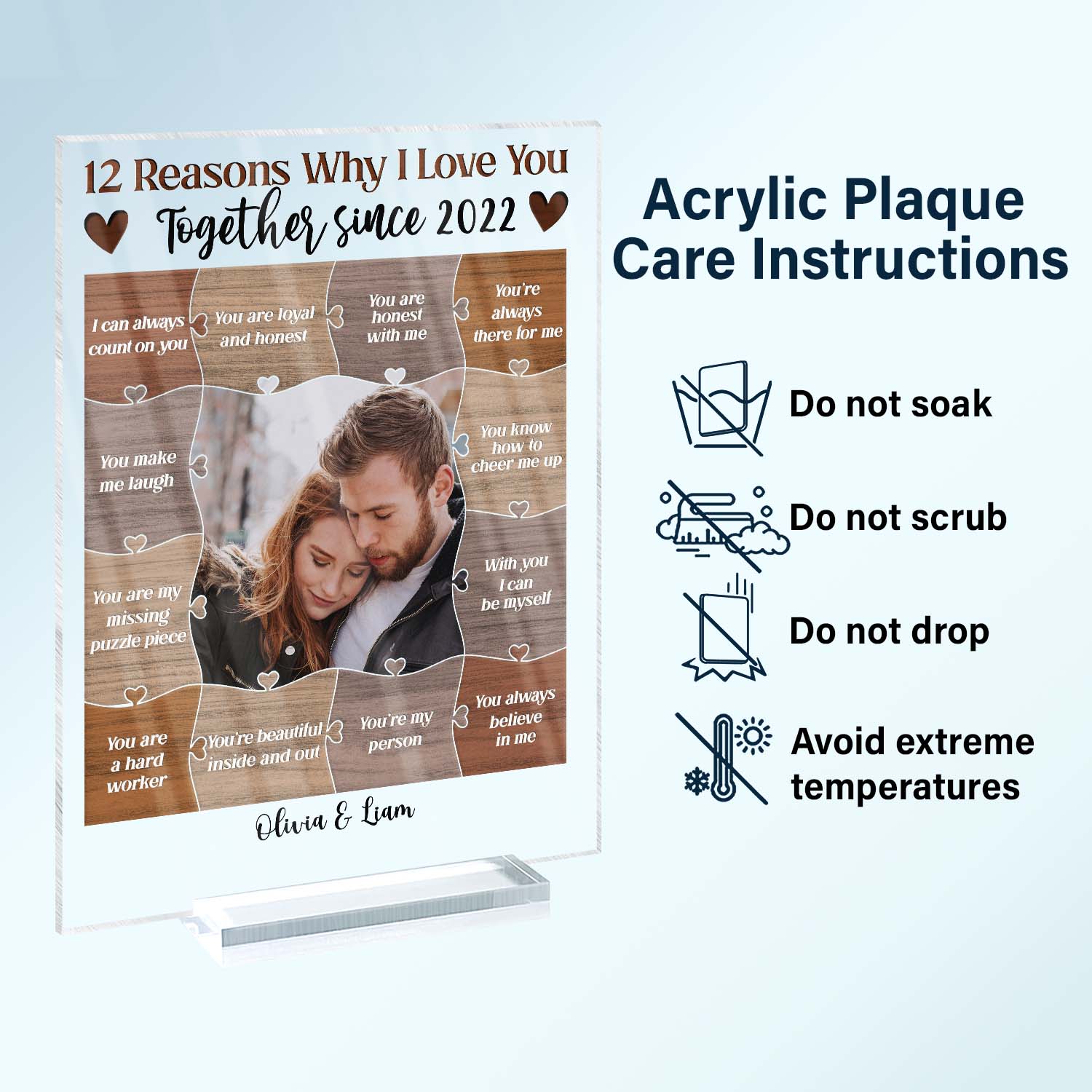 Custom Photo Reasons Why I Love You - Birthday, Anniversary Gift For Husband, Wife, Boyfriend, Girlfriend, Couple - Personalized Custom Vertical Rectangle Acrylic Plaque - Image 6