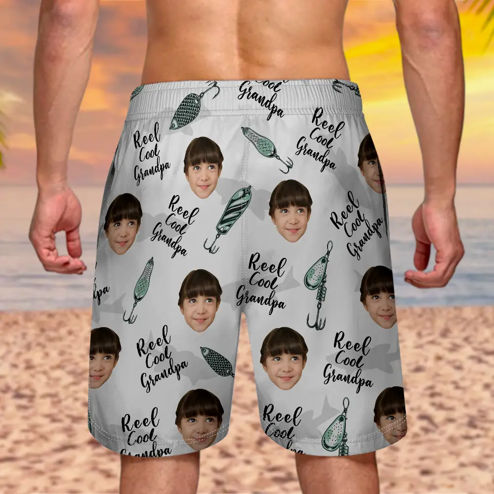 Custom Photo Reel Cool Dad - Personalized Unisex Beach Shorts - Image 5