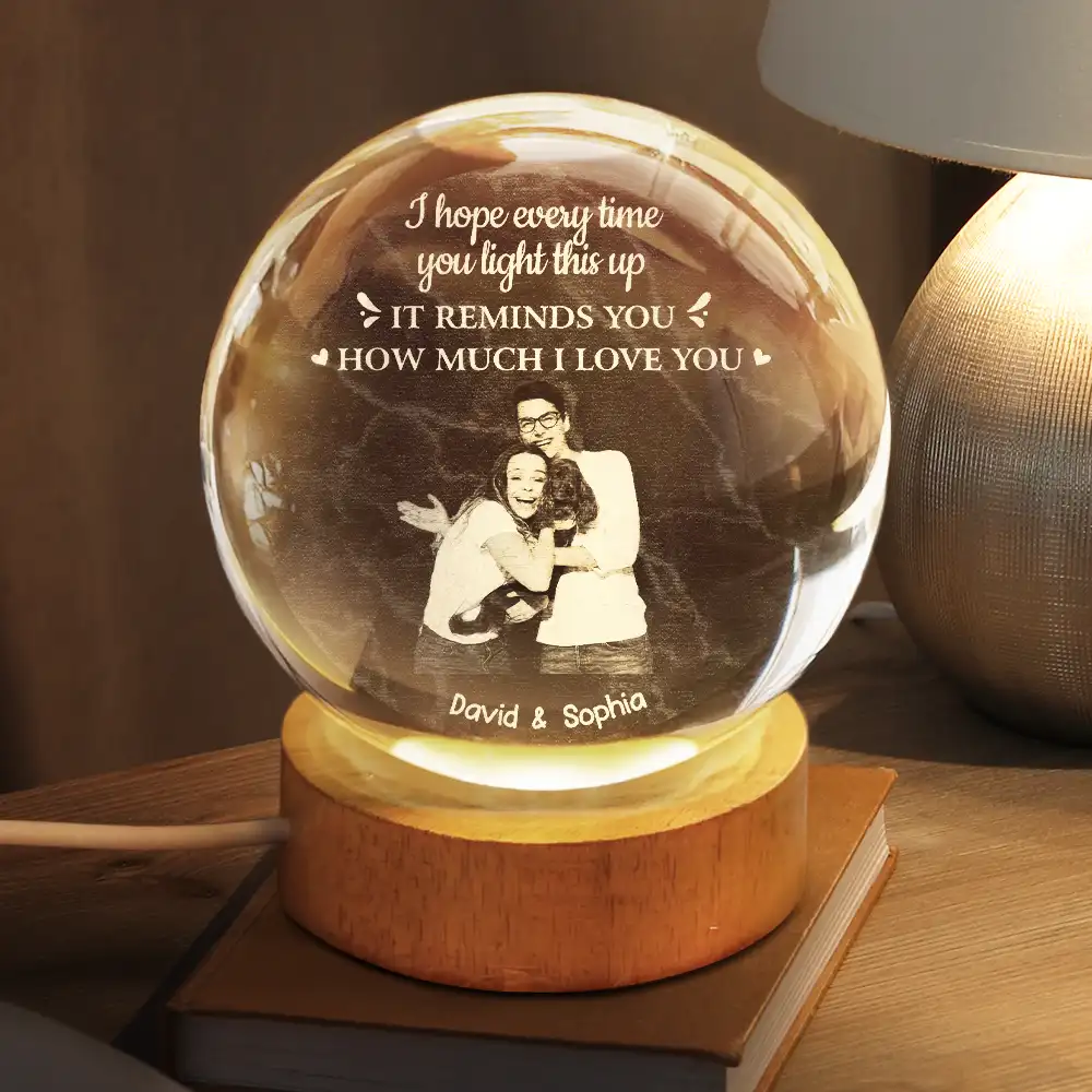 Custom Photo Remind How Much I Love You - Personalized Crystal Globe Lamp - Image 3