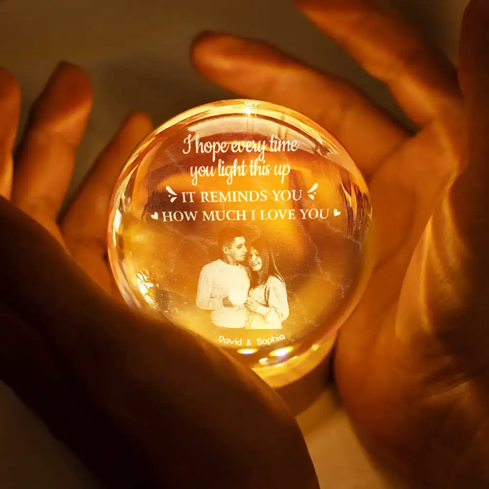 Custom Photo Remind How Much I Love You - Personalized Crystal Globe Lamp - Image 5