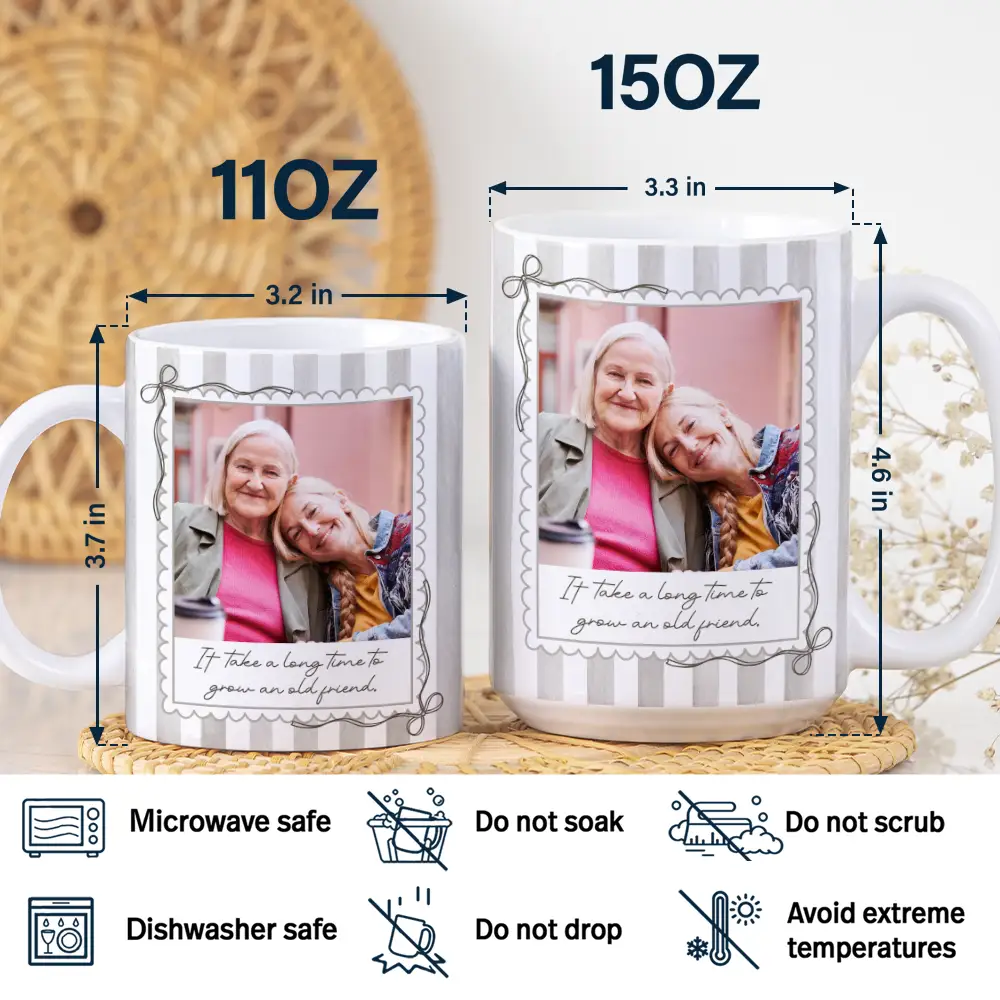 Custom Photo Right In The Throat Besties Stripe Style - Personalized White Edge-to-Edge Mug - Image 5