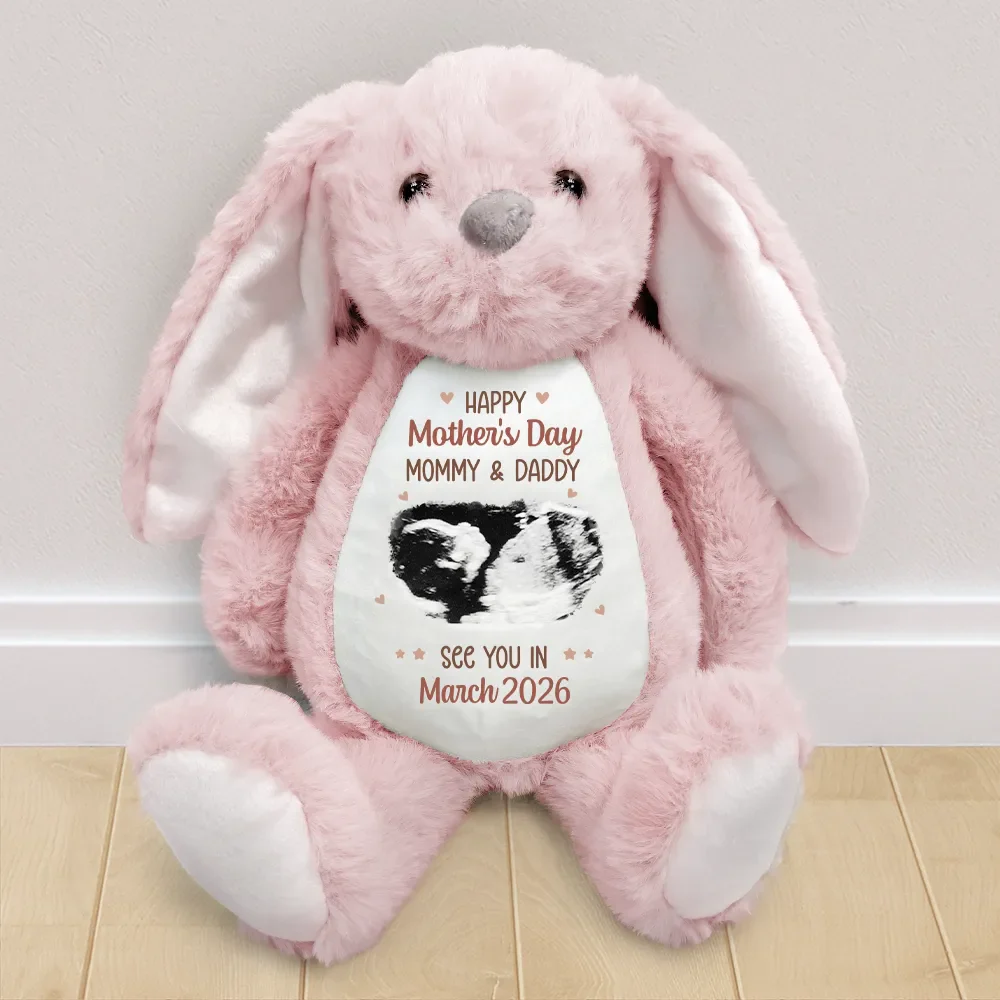 Custom Photo See You In 2026 Baby Expecting - Personalized Soft Toy Bunny - Image 2