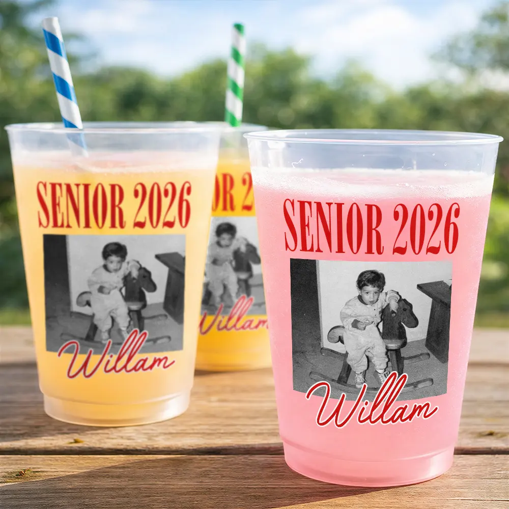 Custom Photo Senior Vinatge Graduation - Personalized Frosted Cups - Image 3