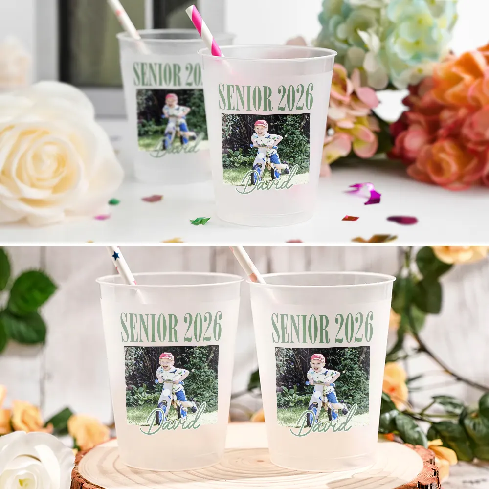 Custom Photo Senior Vinatge Graduation - Personalized Frosted Cups - Image 6