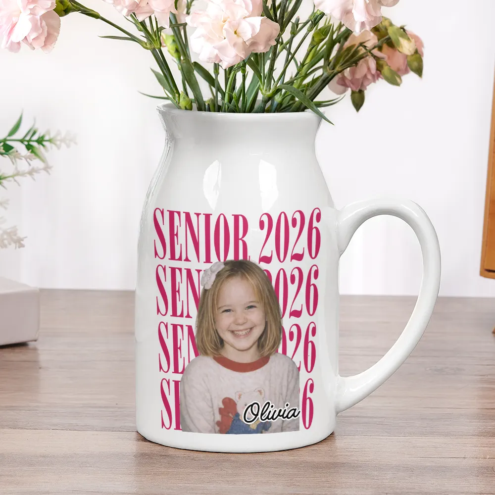 Custom Photo Senior Vintage Portrait - Personalized Ceramic Flower Vase - Image 6