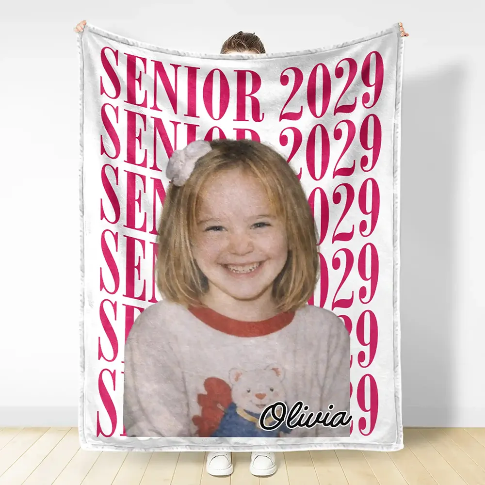 Custom Photo Senior Vintage Portrait - Personalized Fleece Blanket, Sherpa Blanket - Image 4