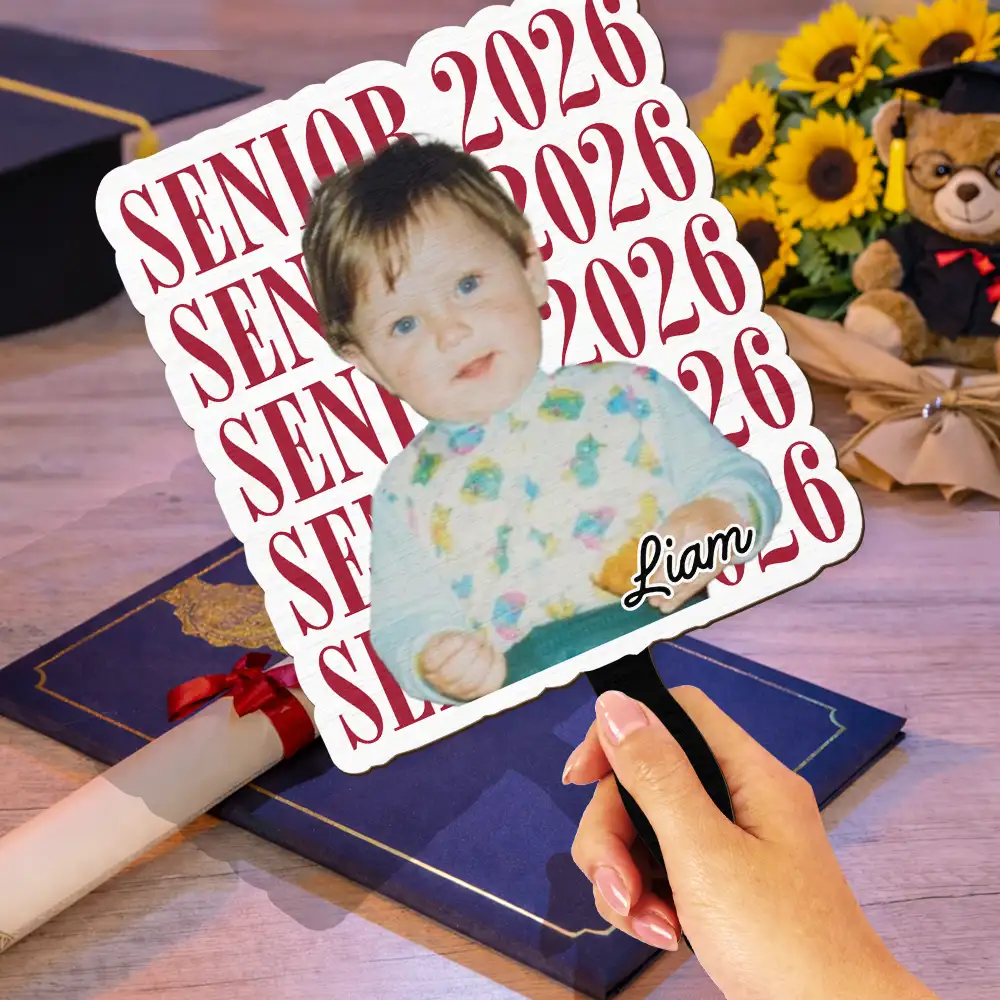 Custom Photo Senior Vintage Portrait - Personalized Graduation Handheld Fan - Image 4