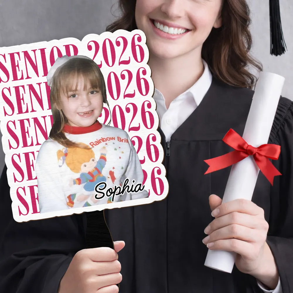 Custom Photo Senior Vintage Portrait - Personalized Graduation Handheld Fan - Image 6