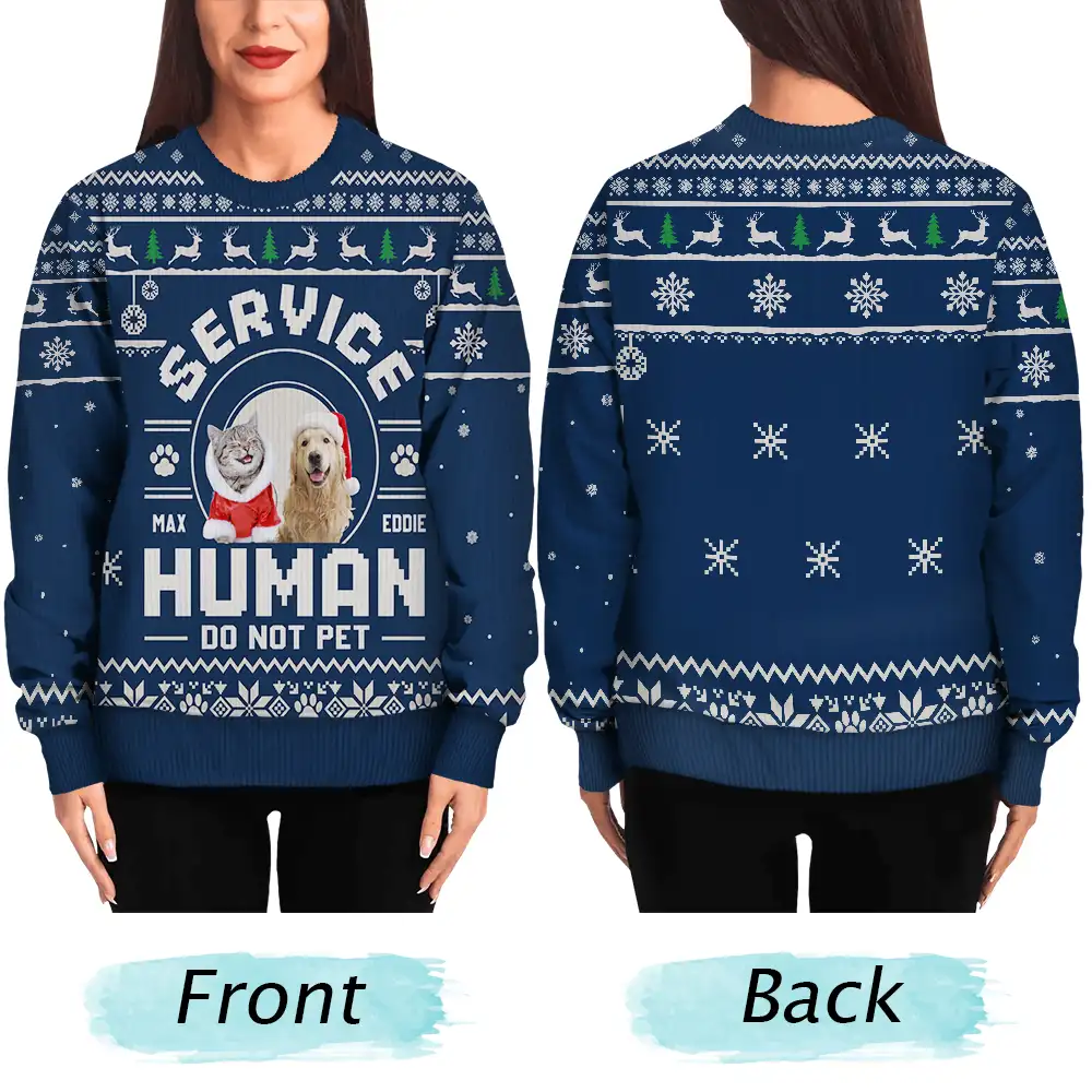 Custom Photo Service Human Do Not Pet - Personalized Unisex Ugly Sweater - Image 6