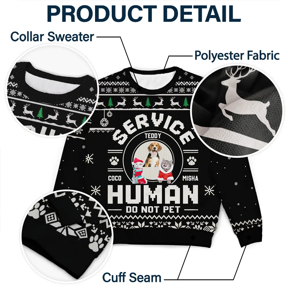 Custom Photo Service Human Do Not Pet - Personalized Unisex Ugly Sweater - Image 7
