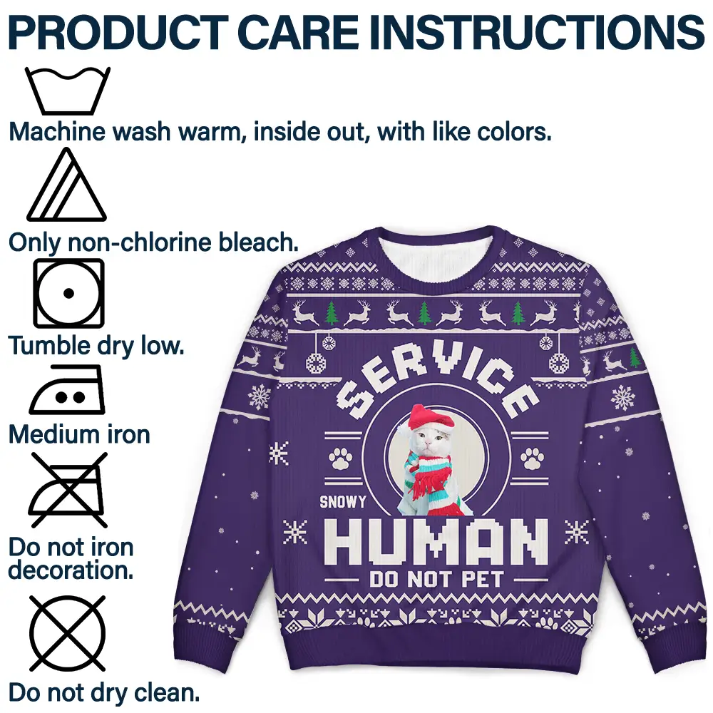 Custom Photo Service Human Do Not Pet - Personalized Unisex Ugly Sweater - Image 8