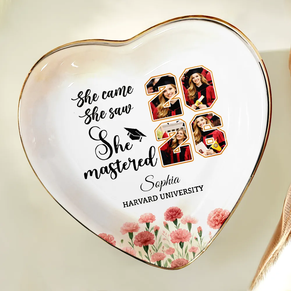 Custom Photo She Came She Saw She Mastered - Personalized Ring Dish - Image 5