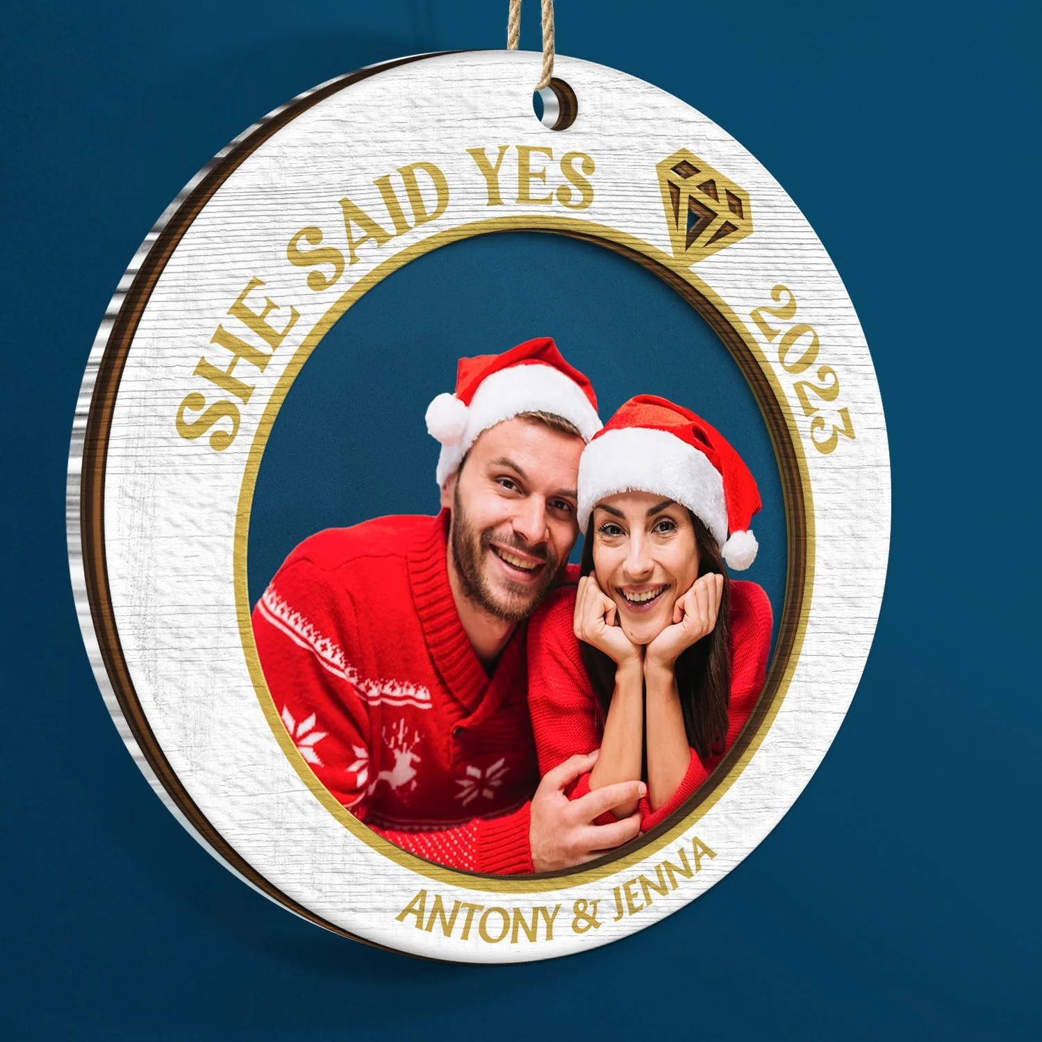 Custom Photo She Said Yes - Christmas Gift For Couples - Personalized 2-Layered Mix Ornament - Image 2