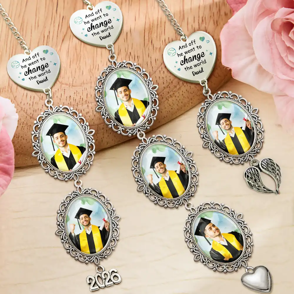 Custom Photo She Went To Change The World - Personalized Graduation Tassel Charm - Image 3