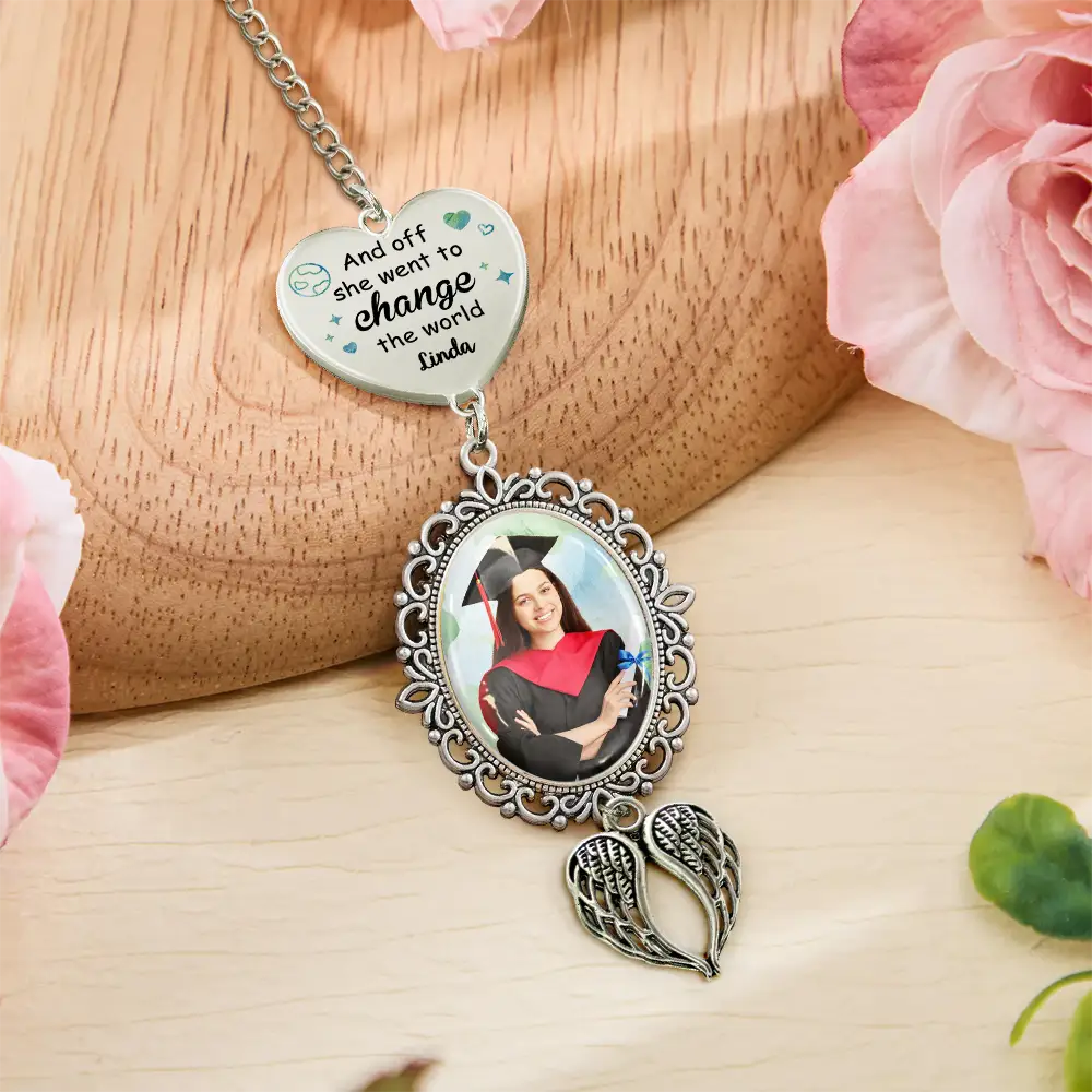 Custom Photo She Went To Change The World - Personalized Graduation Tassel Charm - Image 6