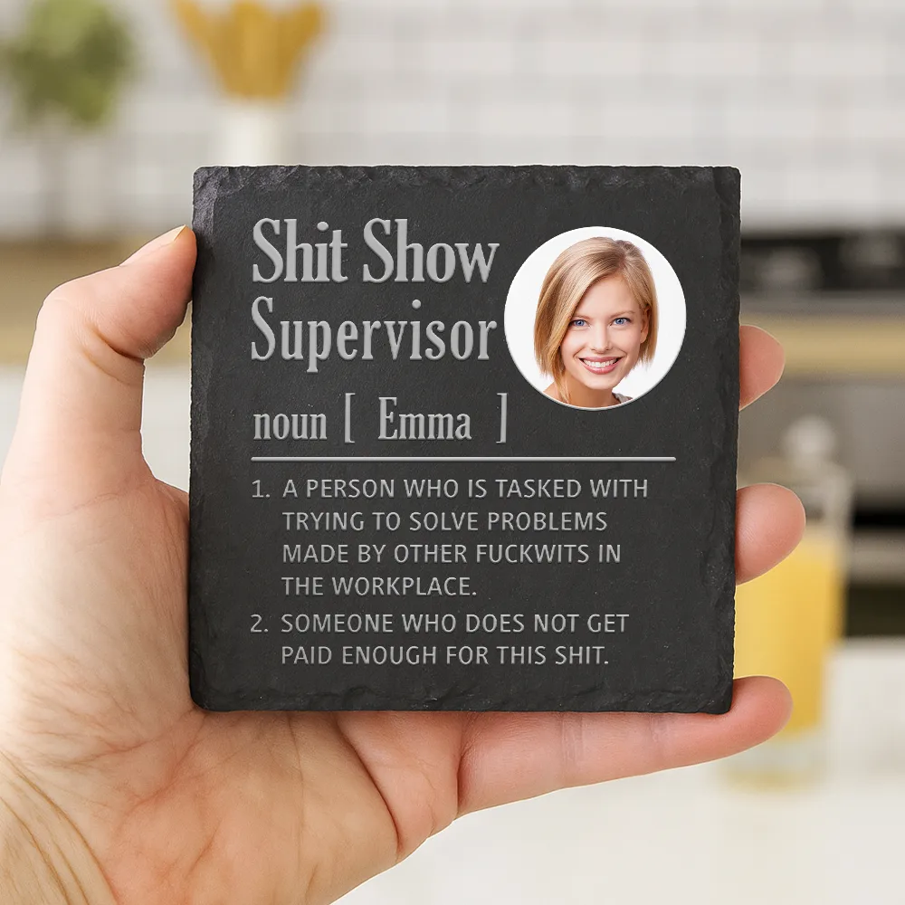 Custom Photo Show Supervisor Funny Officer Colleague - Personalized Slate Coaster - Image 4