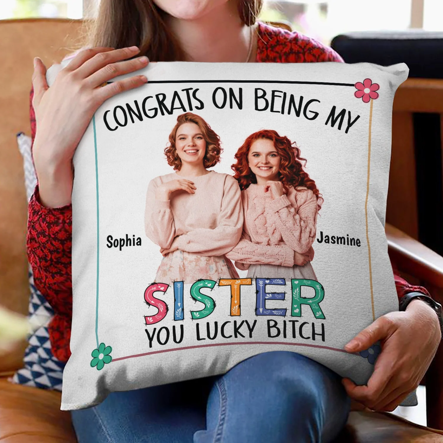 Custom Photo Sibling Congrats On Being My Brother - Gift For Sibling - Personalized Pillow - Image 2