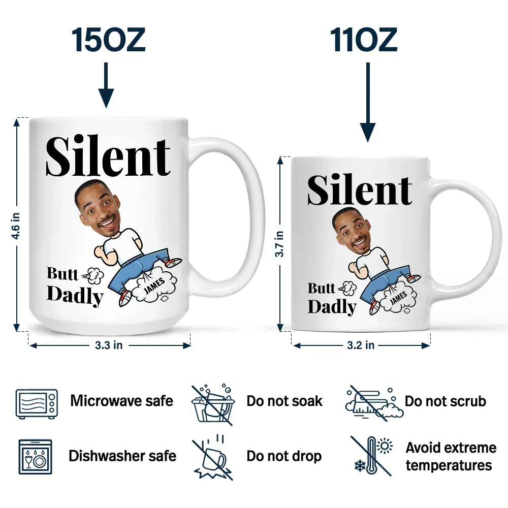 Custom Photo Silent Butt Dadly - Personalized Mug - Image 5