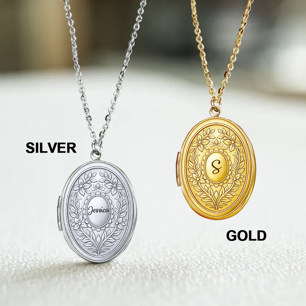 Custom Photo Simple Initial Necklace - Personalized Locket Necklace - Image 4