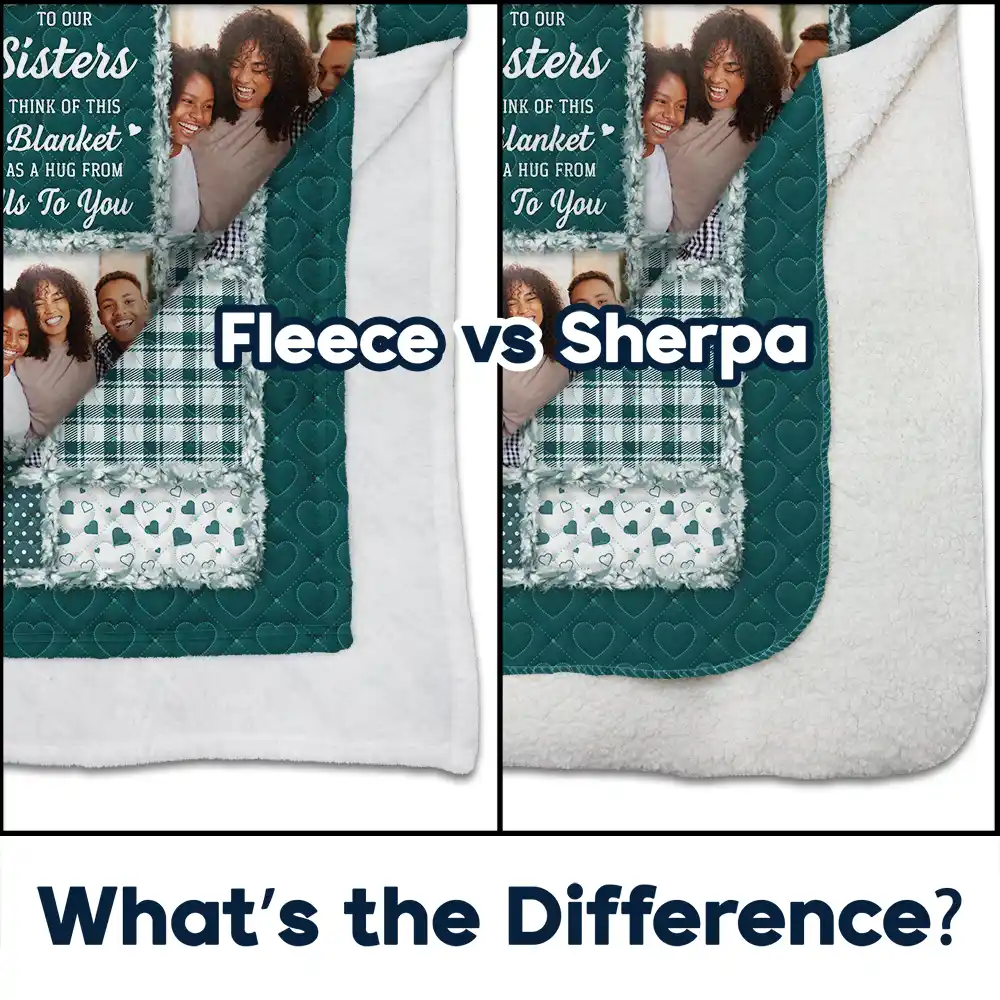 Custom Photo Sisters Besties Think Of This Blanket As A Hug From Me To You - Personalized Fleece Blanket, Sherpa Blanket - Image 4