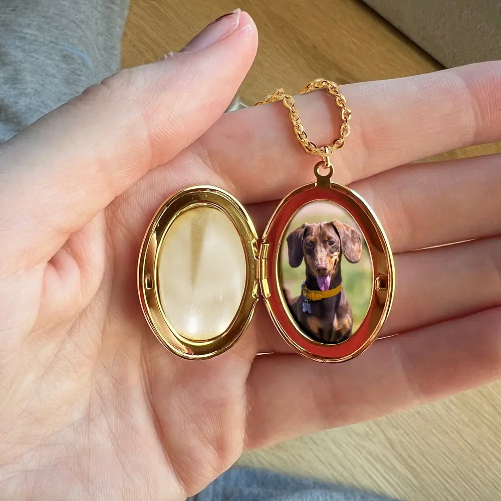 Custom Photo Sketch Dog Face Line Art - Personalized Locket Necklace - Image 4