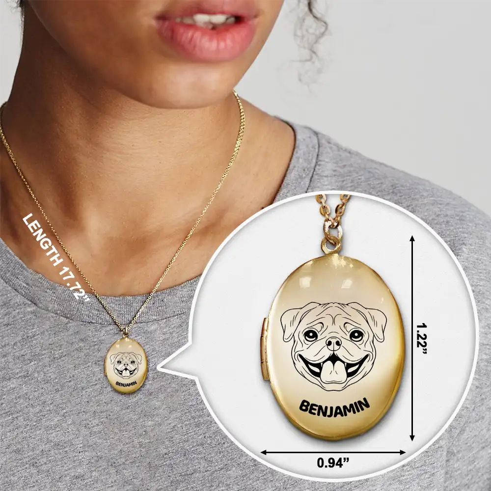 Custom Photo Sketch Dog Face Line Art - Personalized Locket Necklace - Image 6
