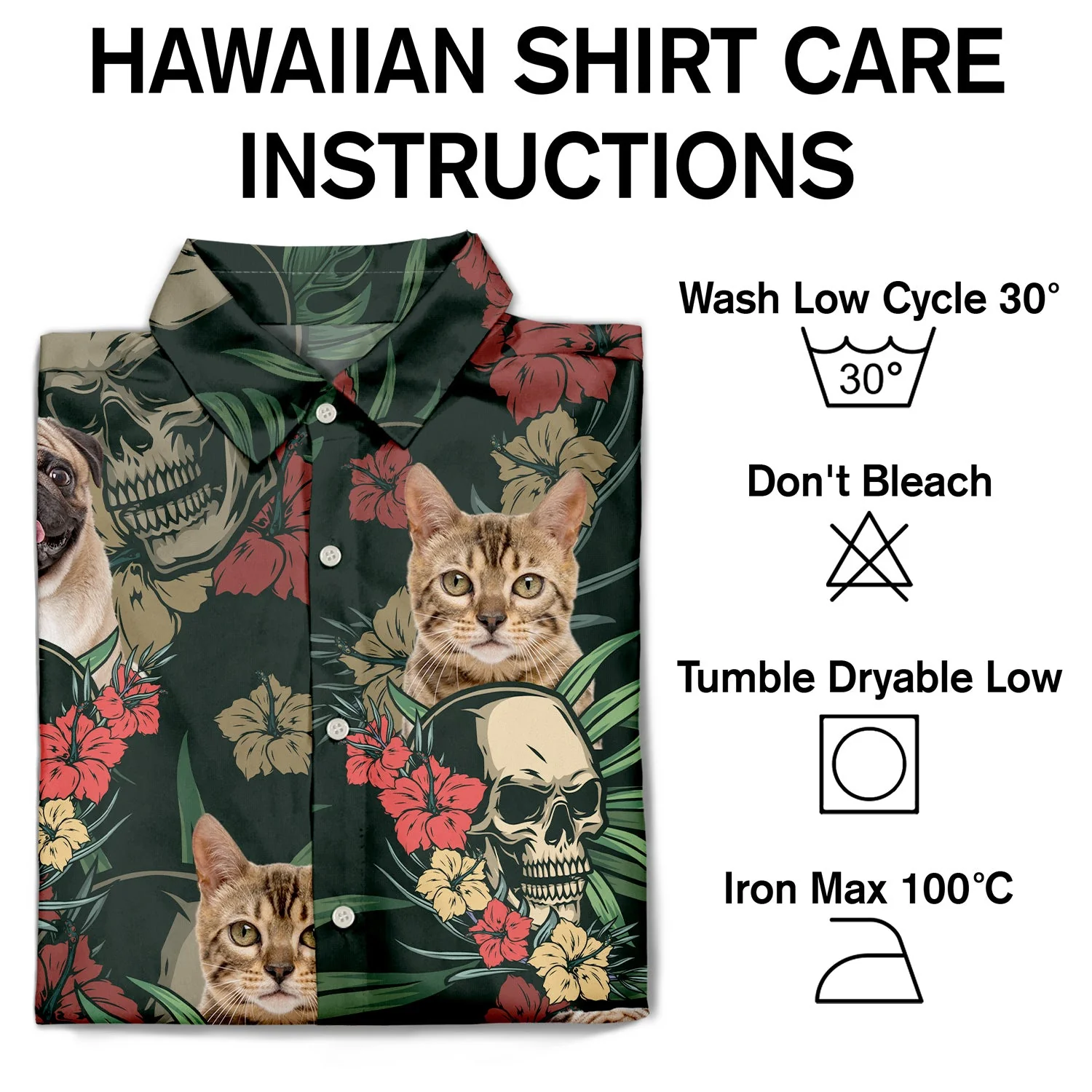 Custom Photo Skull Family Pet Face Tropical Leaf - Gift For Men, Dog And Cat Lovers - Personalized Custom Hawaiian Shirt - Image 5