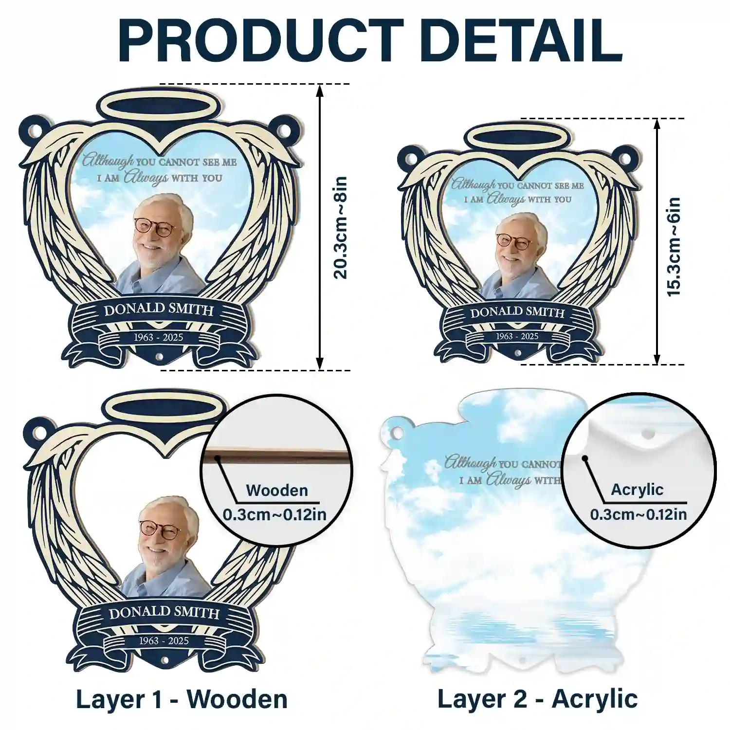 Custom Photo Sky Memorial Your Light Will Always Shine In My Heart - Personalized Window Hanging Suncatcher Ornament - Image 6