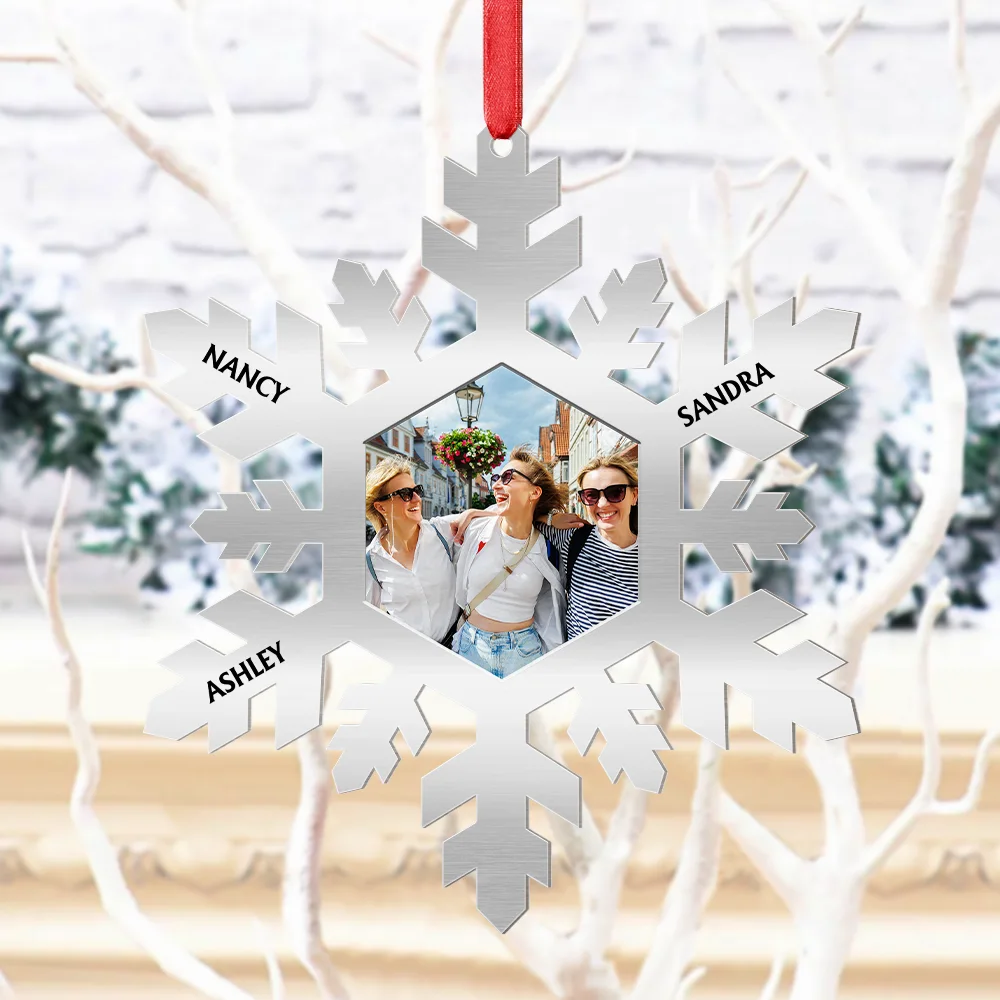 Custom Photo Snowflake For Family, Bestie, Pet Lover - Personalized Metal Ornament - Image 4