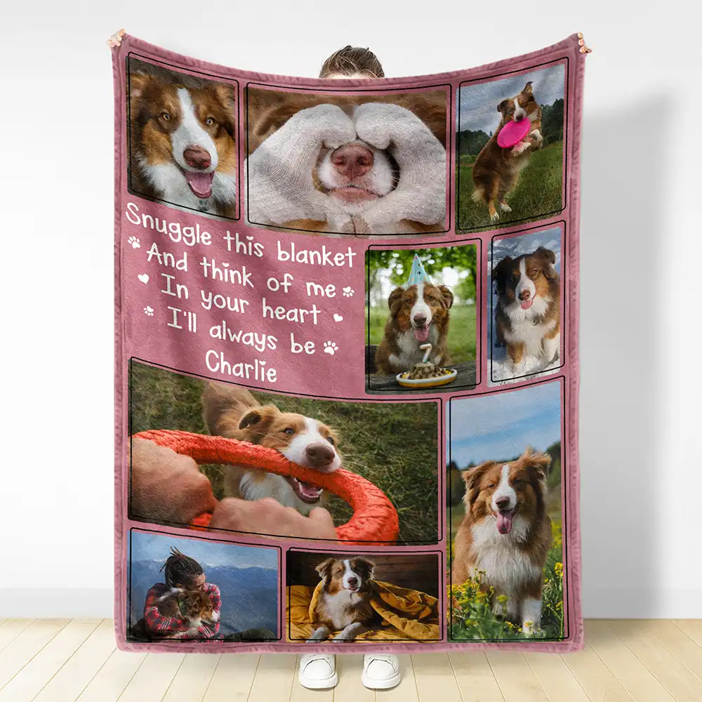 Custom Photo Snuggle This Blanket And Think Of Me Memorial - Personalized Fleece Blanket, Sherpa Blanket - Image 3