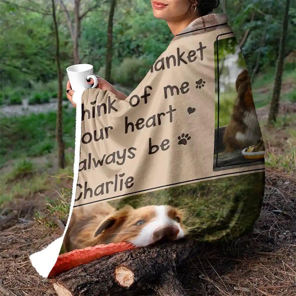 Custom Photo Snuggle This Blanket And Think Of Me Memorial - Personalized Fleece Blanket, Sherpa Blanket - Image 5