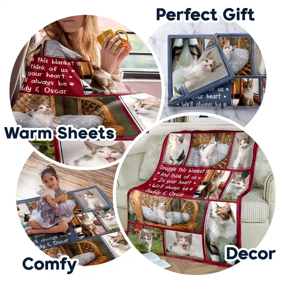 Custom Photo Snuggle This Blanket And Think Of Me Memorial - Personalized Fleece Blanket, Sherpa Blanket - Image 7